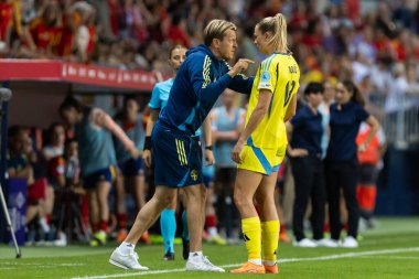 Malaga, İspanya - 24 Ekim 2025: İspanya Milli Takımı ile İsveç milli takımı arasında oynanan UEFA Uluslar Ligi maçı. Kadın milli futbol takımı. Kadın futbolu.