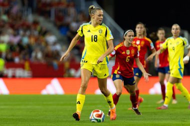 Malaga, İspanya - 24 Ekim 2025: İspanya Milli Takımı ile İsveç milli takımı arasında oynanan UEFA Uluslar Ligi maçı. Kadın milli futbol takımı. Kadın futbolu.