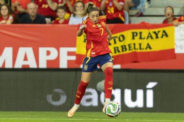 Malaga, İspanya - 24 Ekim 2025: İspanya Milli Takımı ile İsveç milli takımı arasında oynanan UEFA Uluslar Ligi maçı. Kadın milli futbol takımı. Kadın futbolu.