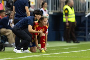 Malaga, İspanya - 24 Ekim 2025: İspanya Milli Takımı ile İsveç milli takımı arasında oynanan UEFA Uluslar Ligi maçı. Kadın milli futbol takımı. Kadın futbolu.