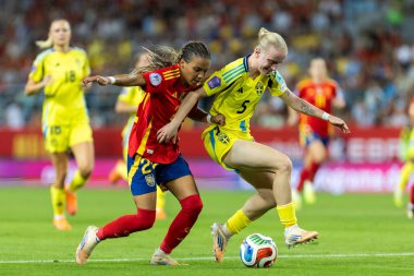 Malaga, İspanya - 24 Ekim 2025: İspanya Milli Takımı ile İsveç milli takımı arasında oynanan UEFA Uluslar Ligi maçı. Kadın milli futbol takımı. Kadın futbolu.