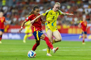 Malaga, İspanya - 24 Ekim 2025: İspanya Milli Takımı ile İsveç milli takımı arasında oynanan UEFA Uluslar Ligi maçı. Kadın milli futbol takımı. Kadın futbolu.