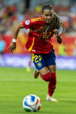 Malaga, İspanya - 24 Ekim 2025: İspanya Milli Takımı ile İsveç milli takımı arasında oynanan UEFA Uluslar Ligi maçı. Kadın milli futbol takımı. Kadın futbolu.