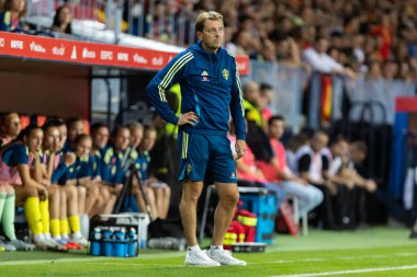 Malaga, İspanya - 24 Ekim 2025: İspanya Milli Takımı ile İsveç milli takımı arasında oynanan UEFA Uluslar Ligi maçı. Kadın milli futbol takımı. Kadın futbolu.