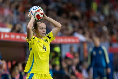 Malaga, İspanya - 24 Ekim 2025: İspanya Milli Takımı ile İsveç milli takımı arasında oynanan UEFA Uluslar Ligi maçı. Kadın milli futbol takımı. Kadın futbolu.