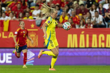 Malaga, İspanya - 24 Ekim 2025: İspanya Milli Takımı ile İsveç milli takımı arasında oynanan UEFA Uluslar Ligi maçı. Kadın milli futbol takımı. Kadın futbolu.