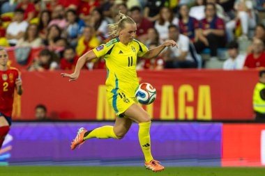 Malaga, İspanya - 24 Ekim 2025: İspanya Milli Takımı ile İsveç milli takımı arasında oynanan UEFA Uluslar Ligi maçı. Kadın milli futbol takımı. Kadın futbolu.