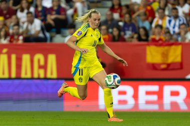 Malaga, İspanya - 24 Ekim 2025: İspanya Milli Takımı ile İsveç milli takımı arasında oynanan UEFA Uluslar Ligi maçı. Kadın milli futbol takımı. Kadın futbolu.