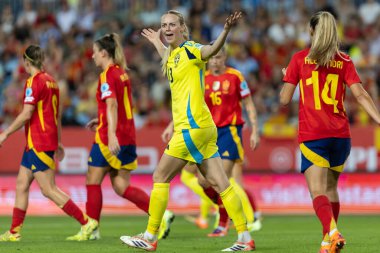 Malaga, İspanya - 24 Ekim 2025: İspanya Milli Takımı ile İsveç milli takımı arasında oynanan UEFA Uluslar Ligi maçı. Kadın milli futbol takımı. Kadın futbolu.