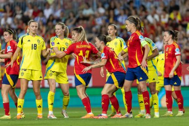 Malaga, İspanya - 24 Ekim 2025: İspanya Milli Takımı ile İsveç milli takımı arasında oynanan UEFA Uluslar Ligi maçı. Kadın milli futbol takımı. Kadın futbolu.