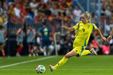 Malaga, İspanya - 24 Ekim 2025: İspanya Milli Takımı ile İsveç milli takımı arasında oynanan UEFA Uluslar Ligi maçı. Kadın milli futbol takımı. Kadın futbolu.