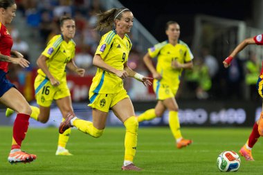 Malaga, İspanya - 24 Ekim 2025: İspanya Milli Takımı ile İsveç milli takımı arasında oynanan UEFA Uluslar Ligi maçı. Kadın milli futbol takımı. Kadın futbolu.