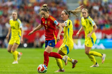 Malaga, İspanya - 24 Ekim 2025: İspanya Milli Takımı ile İsveç milli takımı arasında oynanan UEFA Uluslar Ligi maçı. Kadın milli futbol takımı. Kadın futbolu.