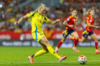 Malaga, İspanya - 24 Ekim 2025: İspanya Milli Takımı ile İsveç milli takımı arasında oynanan UEFA Uluslar Ligi maçı. Kadın milli futbol takımı. Kadın futbolu.