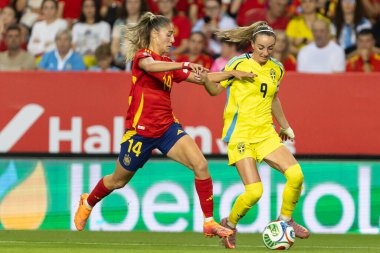 Malaga, İspanya - 24 Ekim 2025: İspanya Milli Takımı ile İsveç milli takımı arasında oynanan UEFA Uluslar Ligi maçı. Kadın milli futbol takımı. Kadın futbolu.