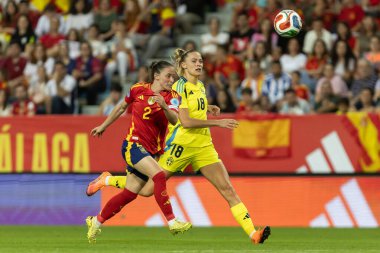 Malaga, İspanya - 24 Ekim 2025: İspanya Milli Takımı ile İsveç milli takımı arasında oynanan UEFA Uluslar Ligi maçı. Kadın milli futbol takımı. Kadın futbolu.