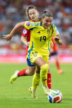 Malaga, İspanya - 24 Ekim 2025: İspanya Milli Takımı ile İsveç milli takımı arasında oynanan UEFA Uluslar Ligi maçı. Kadın milli futbol takımı. Kadın futbolu.