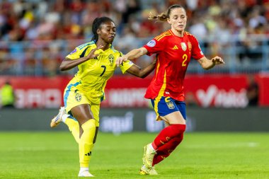 Malaga, İspanya - 24 Ekim 2025: İspanya Milli Takımı ile İsveç milli takımı arasında oynanan UEFA Uluslar Ligi maçı. Kadın milli futbol takımı. Kadın futbolu.