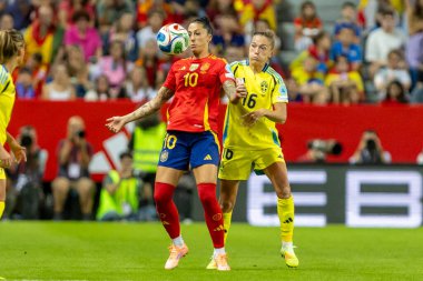 Malaga, İspanya - 24 Ekim 2025: İspanya Milli Takımı ile İsveç milli takımı arasında oynanan UEFA Uluslar Ligi maçı. Kadın milli futbol takımı. Kadın futbolu.