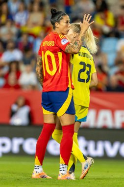 Malaga, İspanya - 24 Ekim 2025: İspanya Milli Takımı ile İsveç milli takımı arasında oynanan UEFA Uluslar Ligi maçı. Kadın milli futbol takımı. Kadın futbolu.