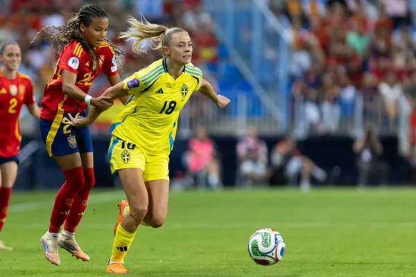 Malaga, İspanya - 24 Ekim 2025: İspanya Milli Takımı ile İsveç milli takımı arasında oynanan UEFA Uluslar Ligi maçı. Kadın milli futbol takımı. Kadın futbolu.