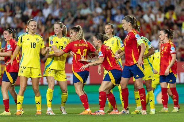 Malaga, İspanya - 24 Ekim 2025: İspanya Milli Takımı ile İsveç milli takımı arasında oynanan UEFA Uluslar Ligi maçı. Kadın milli futbol takımı. Kadın futbolu.