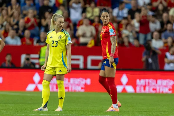 Malaga, İspanya - 24 Ekim 2025: İspanya Milli Takımı ile İsveç milli takımı arasında oynanan UEFA Uluslar Ligi maçı. Kadın milli futbol takımı. Kadın futbolu.