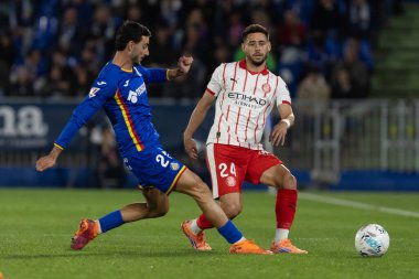 Madrid, İspanya - 31 Ekim 2025: Getafe FC ile Girona FC arasındaki lig maçı Madrid 'de oynandı. Maç sırasında Girona oyuncuları. EA Spor Ligi.