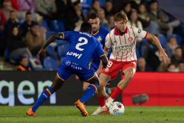 Madrid, İspanya - 31 Ekim 2025: Getafe FC ile Girona FC arasındaki lig maçı Madrid 'de oynandı. Maç sırasında Girona oyuncuları. EA Spor Ligi.