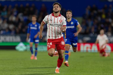 Madrid, İspanya - 31 Ekim 2025: Getafe FC ile Girona FC arasındaki lig maçı Madrid 'de oynandı. Maç sırasında Girona oyuncuları. EA Spor Ligi.