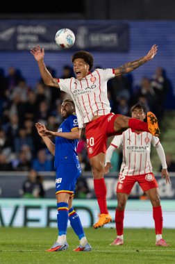 Madrid, İspanya - 31 Ekim 2025: Getafe FC ile Girona FC arasındaki lig maçı Madrid 'de oynandı. Maç sırasında Girona oyuncuları. EA Spor Ligi.