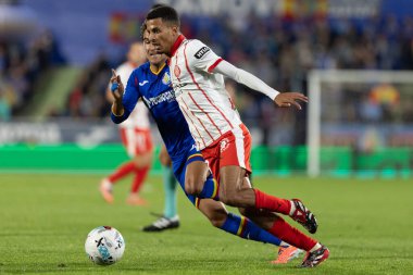 Madrid, İspanya - 31 Ekim 2025: Getafe FC ile Girona FC arasındaki lig maçı Madrid 'de oynandı. Maç sırasında Girona oyuncuları. EA Spor Ligi.