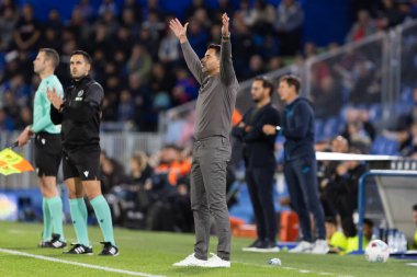 Madrid, İspanya - 31 Ekim 2025: Getafe FC ile Girona FC arasındaki lig maçı Madrid 'de oynandı. Maç sırasında Girona oyuncuları. EA Spor Ligi.