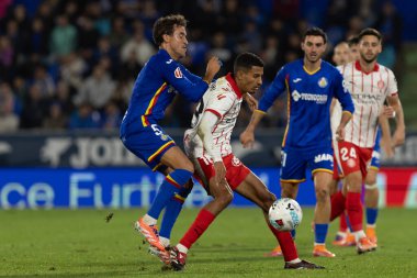 Madrid, İspanya - 31 Ekim 2025: Getafe FC ile Girona FC arasındaki lig maçı Madrid 'de oynandı. Maç sırasında Girona oyuncuları. EA Spor Ligi.