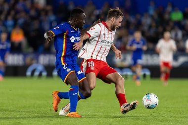 Madrid, İspanya - 31 Ekim 2025: Getafe FC ile Girona FC arasındaki lig maçı Madrid 'de oynandı. Maç sırasında Girona oyuncuları. EA Spor Ligi.