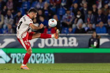 Madrid, İspanya - 31 Ekim 2025: Getafe FC ile Girona FC arasındaki lig maçı Madrid 'de oynandı. Maç sırasında Girona oyuncuları. EA Spor Ligi.