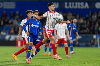 Madrid, İspanya - 31 Ekim 2025: Getafe FC ile Girona FC arasındaki lig maçı Madrid 'de oynandı. Maç sırasında Girona oyuncuları. EA Spor Ligi.