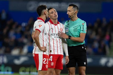 Madrid, İspanya - 31 Ekim 2025: Getafe FC ile Girona FC arasındaki lig maçı Madrid 'de oynandı. Maç sırasında Girona oyuncuları. EA Spor Ligi.