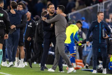 Madrid, İspanya - 31 Ekim 2025: Getafe FC ile Girona FC arasındaki lig maçı Madrid 'de oynandı. Maç sırasında Girona oyuncuları. EA Spor Ligi.