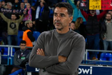 Madrid, İspanya - 31 Ekim 2025: Getafe FC ile Girona FC arasındaki lig maçı Madrid 'de oynandı. Maç sırasında Girona oyuncuları. EA Spor Ligi.