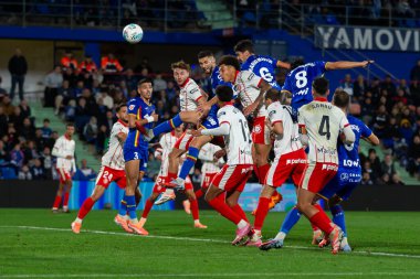 Madrid, İspanya - 31 Ekim 2025: Getafe FC ile Girona FC arasındaki lig maçı Madrid 'de oynandı. Maç sırasında Girona oyuncuları. EA Spor Ligi.