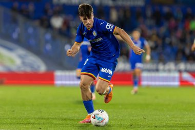 Madrid, İspanya - 31 Ekim 2025: Getafe FC ile Girona FC arasındaki lig maçı Madrid 'de oynandı. Maç sırasında Getafe oyuncuları. EA Spor Ligi.