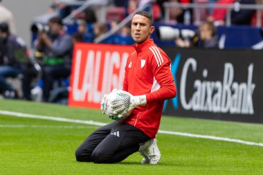 Madrid, İspanya - 1 Kasım 2025: Madrid 'de Atletico Madrid ile Sevilla FC arasında oynanan lig maçı. Maç sırasında Sevilla FC oyuncuları. Sevilla FC takımı. EA Spor Ligi 2025