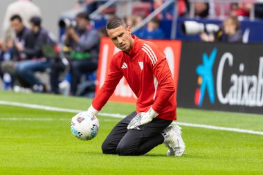 Madrid, İspanya - 1 Kasım 2025: Madrid 'de Atletico Madrid ile Sevilla FC arasında oynanan lig maçı. Maç sırasında Sevilla FC oyuncuları. Sevilla FC takımı. EA Spor Ligi 2025