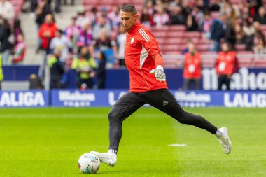 Madrid, İspanya - 1 Kasım 2025: Madrid 'de Atletico Madrid ile Sevilla FC arasında oynanan lig maçı. Maç sırasında Sevilla FC oyuncuları. Sevilla FC takımı. EA Spor Ligi 2025