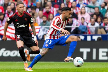 Madrid, İspanya - 1 Kasım 2025: Madrid 'de Atletico Madrid ile Sevilla FC arasında oynanan lig maçı. Maç sırasında Sevilla FC oyuncuları. Sevilla FC takımı. EA Spor Ligi 2025