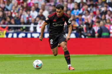 Madrid, İspanya - 1 Kasım 2025: Madrid 'de Atletico Madrid ile Sevilla FC arasında oynanan lig maçı. Maç sırasında Sevilla FC oyuncuları. Sevilla FC takımı. EA Spor Ligi 2025