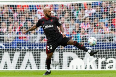 Madrid, İspanya - 1 Kasım 2025: Madrid 'de Atletico Madrid ile Sevilla FC arasında oynanan lig maçı. Maç sırasında Sevilla FC oyuncuları. Sevilla FC takımı. EA Spor Ligi 2025