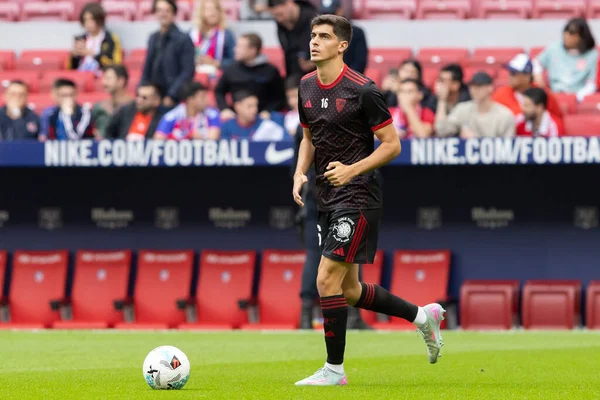 Madrid, İspanya - 1 Kasım 2025: Madrid 'de Atletico Madrid ile Sevilla FC arasında oynanan lig maçı. Maç sırasında Sevilla FC oyuncuları. Sevilla FC takımı. EA Spor Ligi 2025