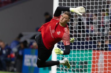 Madrid, İspanya - 4 Kasım 2025: Atletico Madrid ile Union St. Gilloise arasında oynanan UEFA Şampiyonlar Ligi maçı. Maç sırasında Union St. Gilloise oyuncuları.